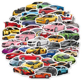Sports Car Sticker Pack of 50 | Stickers for Adults, Car, Laptop, Water Bottles, Stickers for Teenagers, Cute