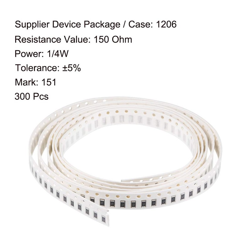 uxcell Surface Mounted Devices Chip Resistor, 150 Ohm 1/4W 1206