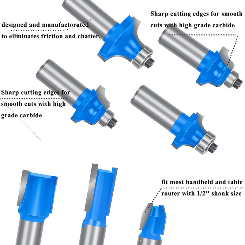 OLETBE-TECH OLETBE Router Bit Set 37 PCS 1/2 Inch Shank,