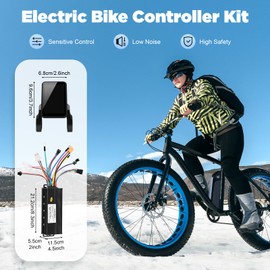 36V/48V 1200W Electric Bike Conversion Kit, Brushless Motor Controller with LCD Display, Pedal Assist & Thumb Throttle