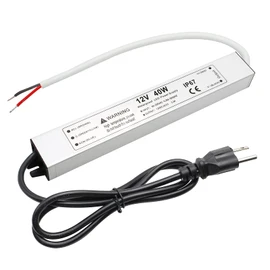 40W 12 Volt LED Power Supply, Waterproof IP67 LED Driver, 110V AC to 12V DC Converter, LED Transformer Low Voltage Output with 3-Prong Plug 3.3 Feet Cable for Light Strip, 3.3Amp