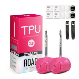 CYCLAMI 1/2PCS TPU Inner Tube 700C,Metal Valve Ultralight 30g Road Bike Inner Tube Compatible with 700x18/23/25/28/30/32C Metal Presta Valve 45/65/85mm (2PCS-Presta Valve:45mm)