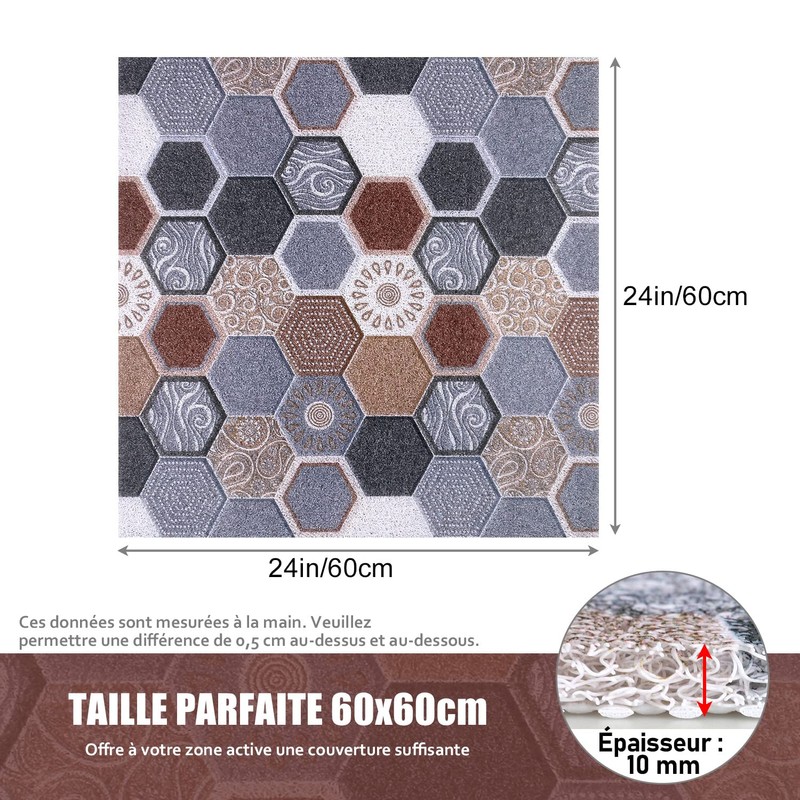Shower Mat Non-Slip 60x60cm Safety Bath Mat Comfort Soft with