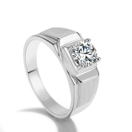 Men 925 Sterling Silver Cubic Zirconia Rings Circular Cut CZ Engagement Rings Wedding Band For Women Bridal Size 6-13 (8)