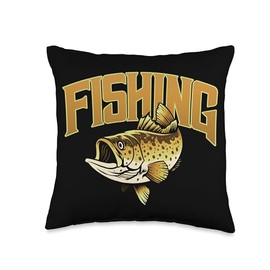 Angler, Fischer, Angel Fish Fish Outifts And Gifts Angel, Angler Fisherman Outfit Bass Fishing Throw Pillow, 16x16, Multicolor