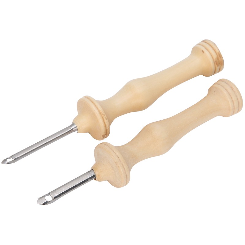 2Pcs Punch Needle Embroidery Kit Wooden Handle Yarn Needle DIY