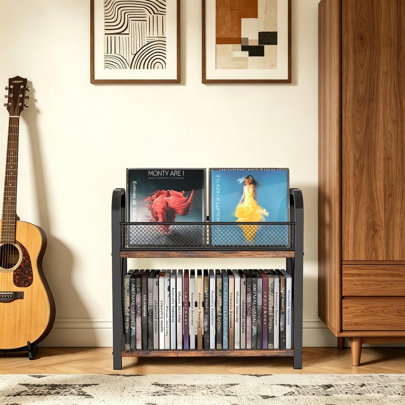 CILXGQLN 2-Tier CD Storage, Wood CD Holder, Compact CD Organizer