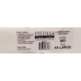 Freeman Lumbosacral Orthosis Model 983 Size 4XL UNISEX Support Brace W/ Inserts