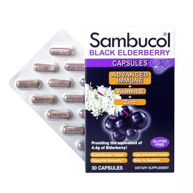 Sambucol Black Elderberry Advanced Immune Capsules with Vitamin C &