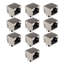 Futheda 10 Pcs RJ45 Jack Socket 8P8C PCB Mount Network Connectors Ethernet Couplers 180 Degree