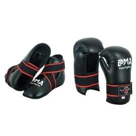 Playwell Competition Vinyl Semi Contact Sparring Gloves & Boots Set - Black (L)