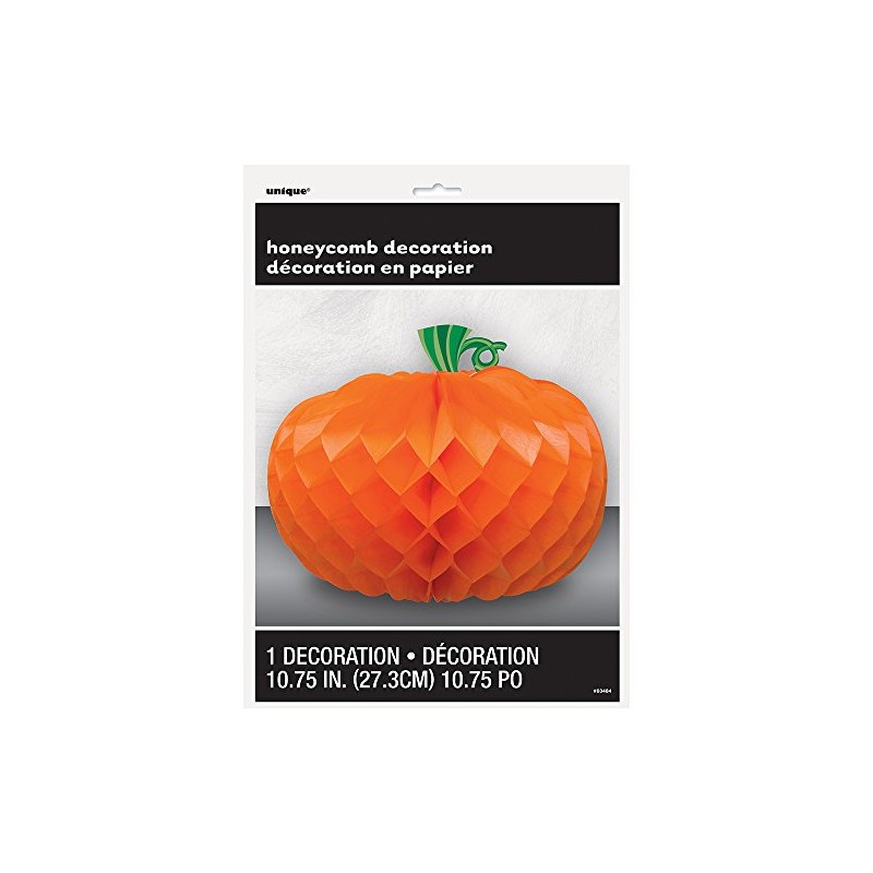 Orange Pumpkin Shaped Honeycomb Centerpiece (10.75") - Eye-Catching Decoration -