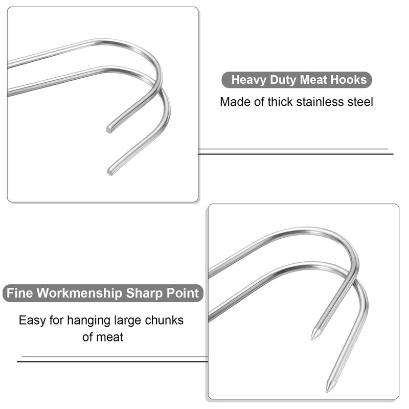 sourcing map 30Pcs Meat Hooks 5.9 Inch 3mm Stainless Steel