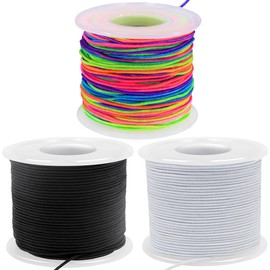 500 Feet Stretchy Bracelet String, 1mm Elastic String for Bracelets, White, Black, Rainbow Elastic Cord for Bracelets, friendship bracelet string, Tensile Strength String for Crafts, Necklaces & Beads