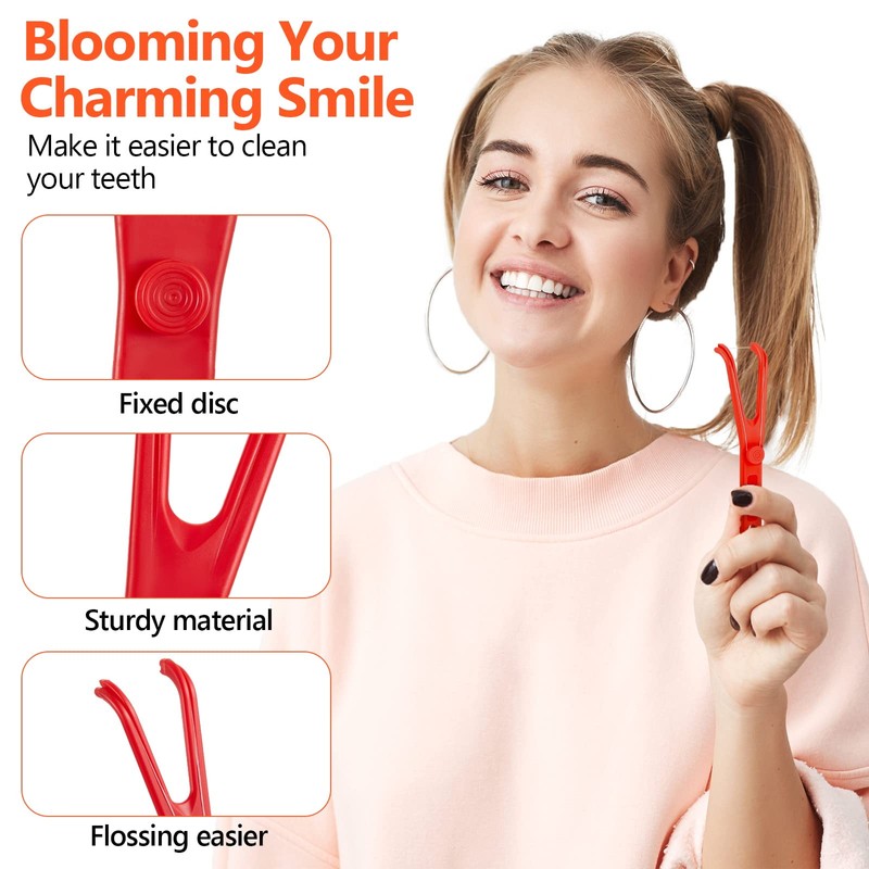 Chengu 4 Pieces Dental Floss Holder Reusable Flosser Reusable Floss