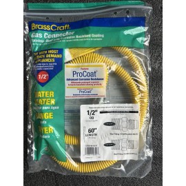 BrassCraft ProCoat CSSD44-60 P Gas Connector, 1/2" MIP x 1/2” MIP x 60” Length