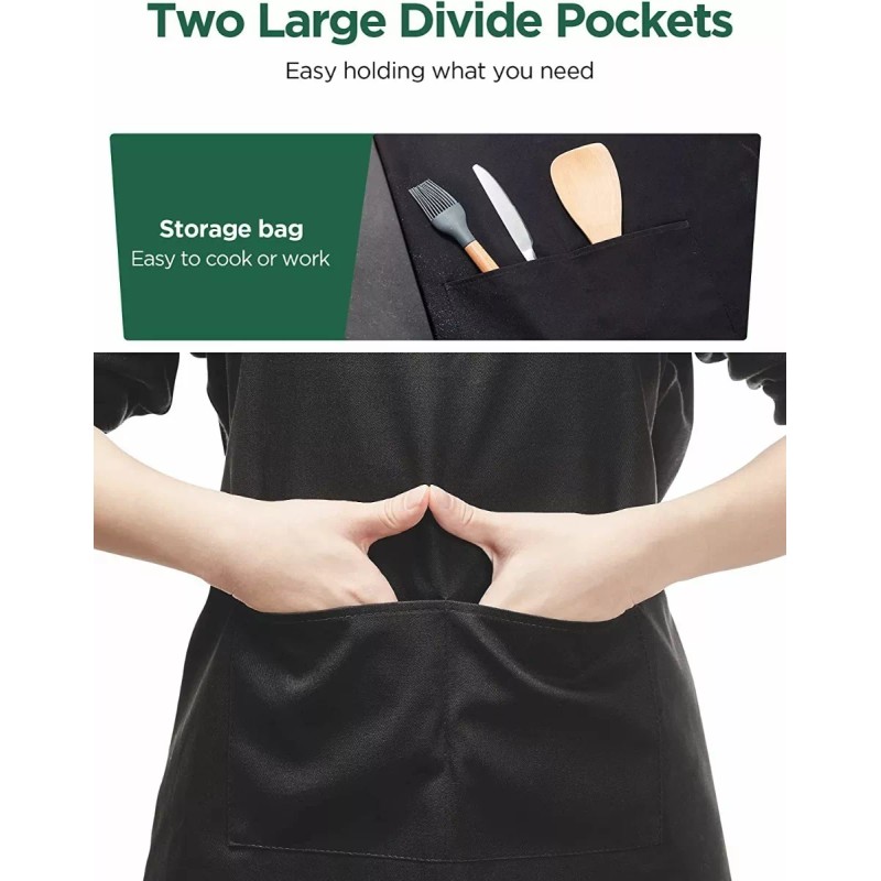 SANBREVE Mandil Delantal Para Chef Anti-agua Poliéster Algodón 2 Pcs