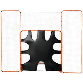 VEVOR 3-in-1 Lacrosse Folding Goal with Backstop and Target, 6' x 6' Lacrosse Net, Orange