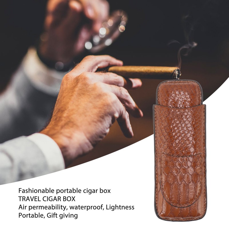 2 Finger Cigar Case Portable Waterproof Lightweight Artificial Leather Cigar