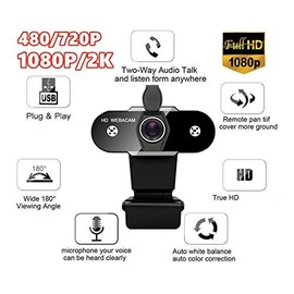 Web Camera USB HD Webcam Cover 1080P 2K Web Camera with Microphone for PC Computer Camera for Video Web CAM for Streaming for Gaming Video Calling... 