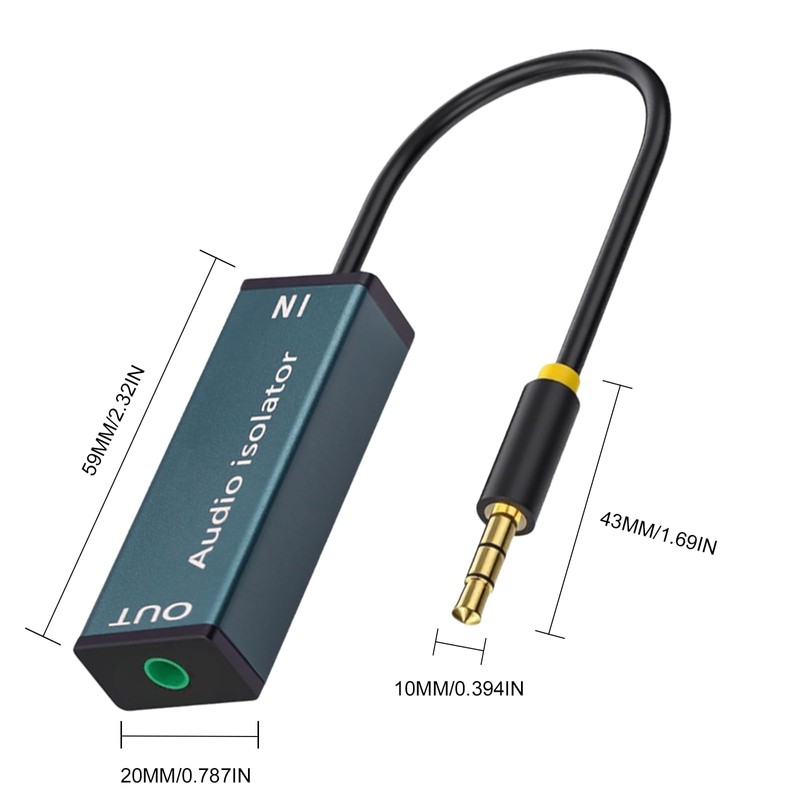 Danfetsoy Ground Loop Isolator 3.5mm, Ground Loop Noise Isolator for