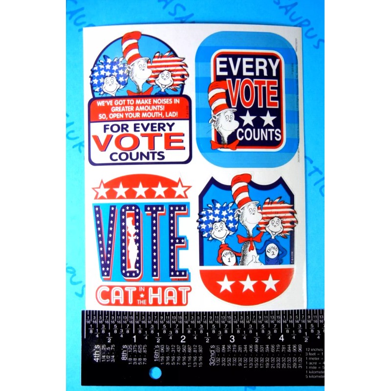 Eureka Cat In The Hat Sticker Badge Sheet & Bookmark