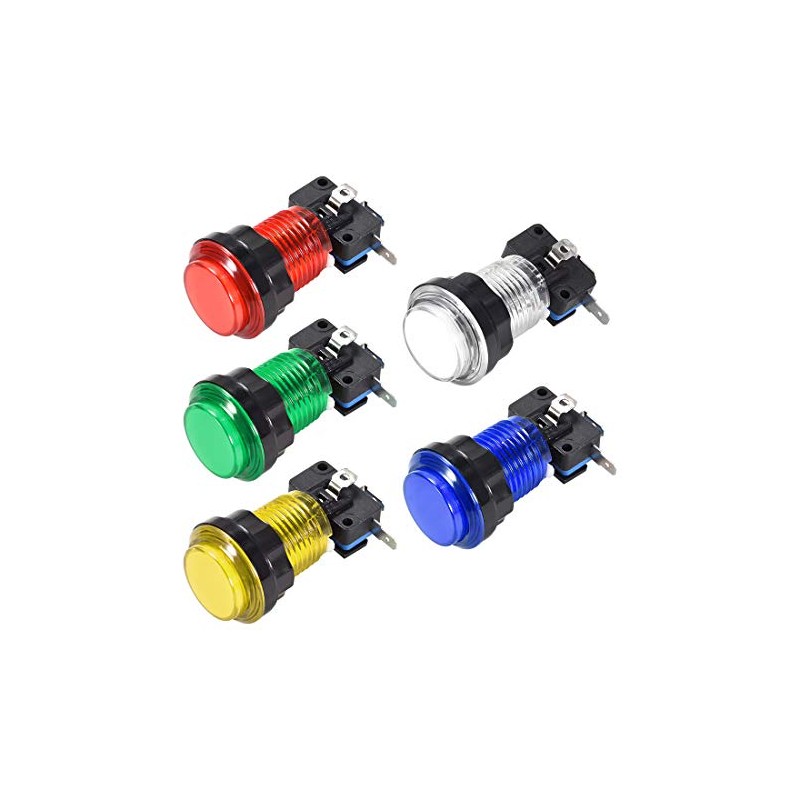 uxcell Game Push Button 33.5mm Round 12V LED Light Push