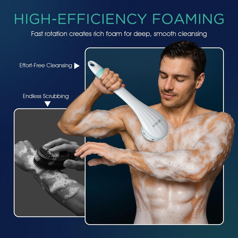VOYOR Electric Silicone Body Scrubber, Back Scrubber for Shower, Waterproof