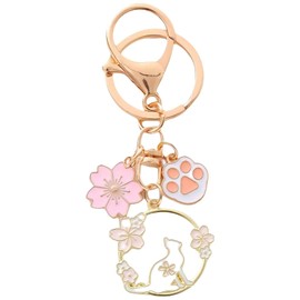 LEEQBCR 1 x Floral Cat's Paw Keychain, Ladies Bag Charm Keychain Lovely Bag Pendant Mother's Day Gift (Pink), pink
