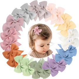Oaoleer OAOLEER 24PCS 2inch Baby Hair Clips, Oaoleer Baby Girls Fully Lined Baby Bows Hair Pins Tiny Hair Bows Alligator Clips for Baby Girls Infants Toddlers 12 Colors in Pairs (Style A)