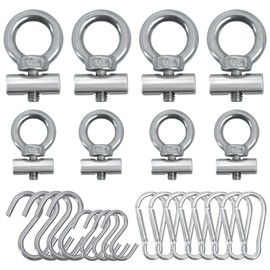 8 Sets Stopper for Piping Rail, M6M8 Locking Kit Awning Stopper, Stainless Steel Piping Stopper for Piping Rail, Stainless Steel Piping Stopper, and 8 Pieces Mountaineering Buckle, 8 Pieces S-Hooks