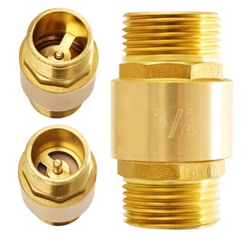 3/4 Inch Brass Check Valve with Male Thread, Backflow Preventer 3/4 Inch Male to Male Thread, 3/4 Inch Return Valve, Rustproof and Waterproof for Pump, Garden, Washing Machine, Barrel