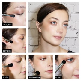 AOA Studio Juego profesional de 10 pinceles plateados – base, mezcla, colorete, pinceles Kabuki en polvo, 10 unidades (juego plateado)