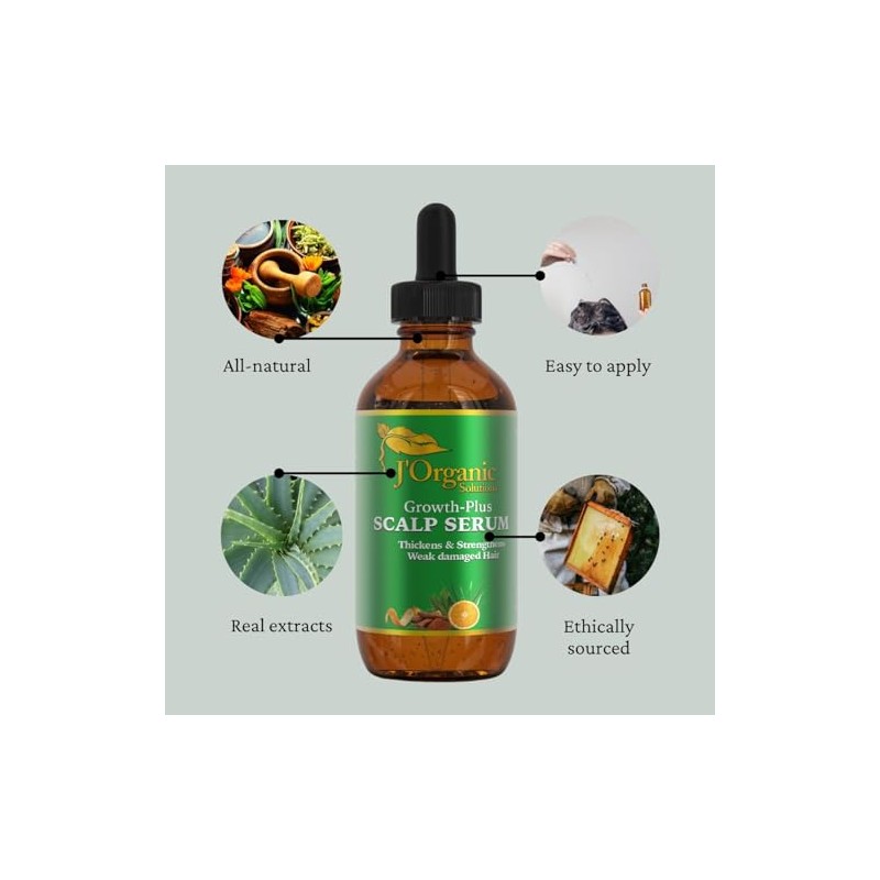 J'Organic Solutions Aceite para crecimiento del cabello, 2 onzas