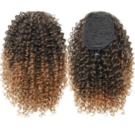YXCHERISHAIR Ponytail Extension,Curly Wavy Ponytail Ombre Blonde Drawstring Ponytail Hair Extensions for Women Natural Wavy Synthetic Hairpiece for African Women Daily Use party(T1B/30, 18inch)