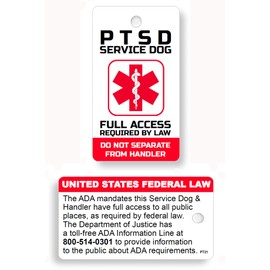 Just 4 Paws PVC PTSD Service Dogs Key or Collar Tag for ADA PTSD Service Animals (PT21)