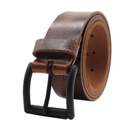 PELLE TORO Hunter Leather Belt for Men, Handmade Men's Belt for Jeans, Work or Casual Cowboy Style (Trouser Sizes 36in - 40in, Coffee)