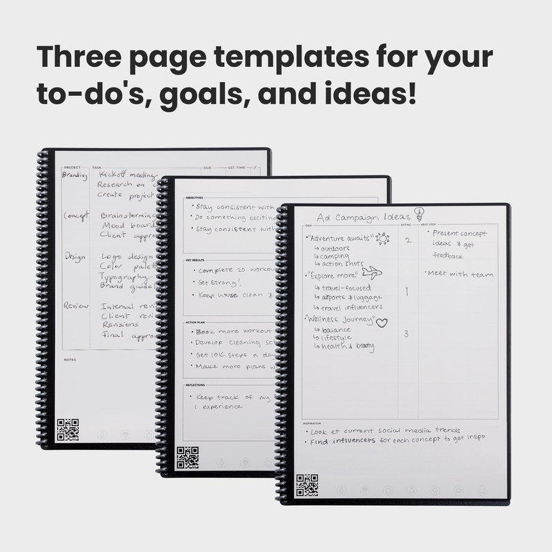 Rocketbook Fusion Reusable Undated Productivity Planner, Letter Size 8.5x11, Gray