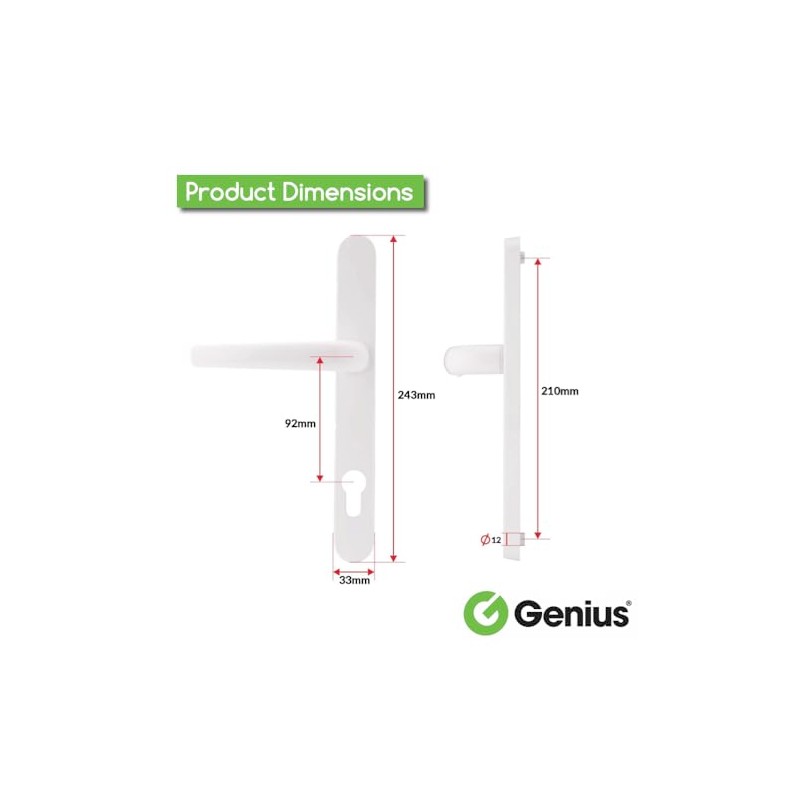 Genius® Upvc Door Handle Set White Sprung Lever/Lever - 92mm