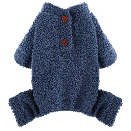 Dog Clothesfor Small Dog Girl Boy Fleece Puppy Pajamas Jammies 4 Leg Dog Pjs for Chihuahua Yorkie Spring Winter Warm Onesie Jumpsuit Clothing Pet Dogs Male Female, XS, Blue