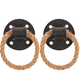 2pcs Rope Pull Ring Rustic Door Black Handles for Doors Retro Cabinet Dresser Ring Head Wooden Dresser Per Screen in Closet Drawer Handle Cupboard Meli Iron