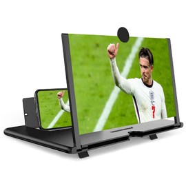12 Inch Mobile Phone Screen Magnifier, 3D Phone Magnifying Screen, Foldable Amplifier Stand Holder, Compatible with All Smartphones