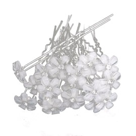 Leadigol 20 Pieces Wedding Flower Hair Pins,Rhinestone Wedding Bobby Pins U Shaped Flower Hair Clips,Wedding Hair Piece Wedding Hair Accessories Hair Flowers