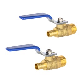 (Pack of 2) EFIELD 1/2 Inch Crimp Pex X 1/2 Inch Male NPT Brass Shut-off Ball Valve for Plumbing Application, ASTM F1807, Blue Lever, cUPC Certified