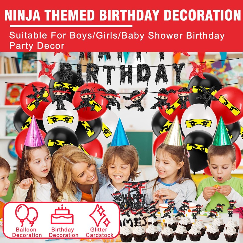 Ninja Birthday Party Decorations Ninja Happy Birthday Banner Ninja Cupake