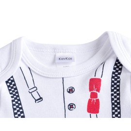 kavkas Baby Long Sleeve One Piece Baby Clothes Infant Soft Cotton Bodysuit Undershirts 3 Pack Cute Vest for Boys and Girls (Gentleman Sets, 6-9M)