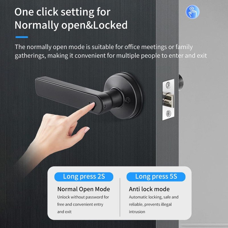 Smart Biometric Fingerprint Door Lock System,Work with Tuya/Smartlife APP Bluetooth