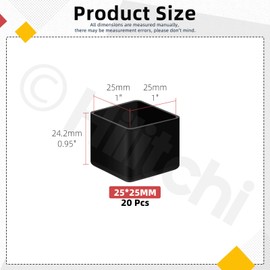 Hilitchi 20PCS Square Furniture Leg Caps 1" x 1" Anti-Slip Chair Leg Floor Protectors Vinyl Flexible Chair Leg Floor Protectors for Chair Table Bed(Black)