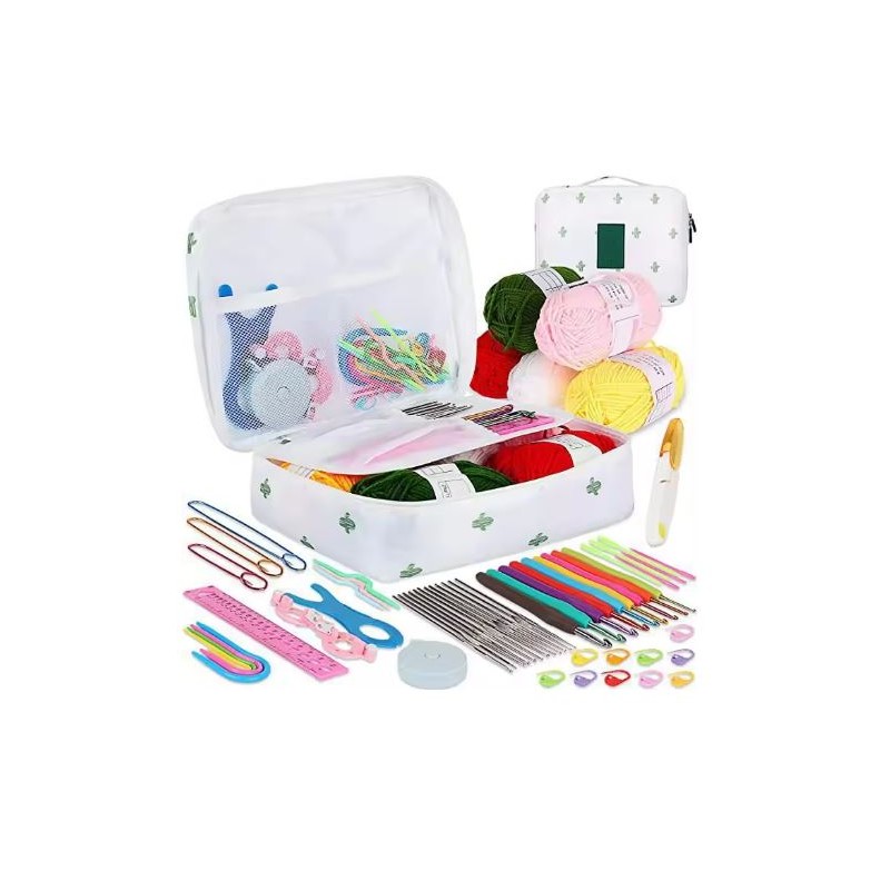 58-Piece Crochet Starter Kit for DIY Yarn Projects – Blue