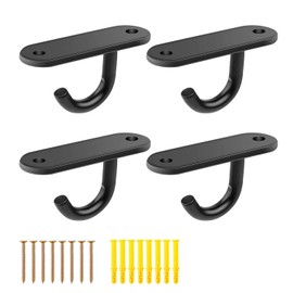 WJUAN 4 Pieces Ceiling Hooks, 10cm Multi-Purpose Stainless Steel Hooks with 8 Screws, Ceiling Hooks Heavy Duty Welded Base for Small Ceiling Fans, Wall Lights, Mosquito Nets, Boat Accessories